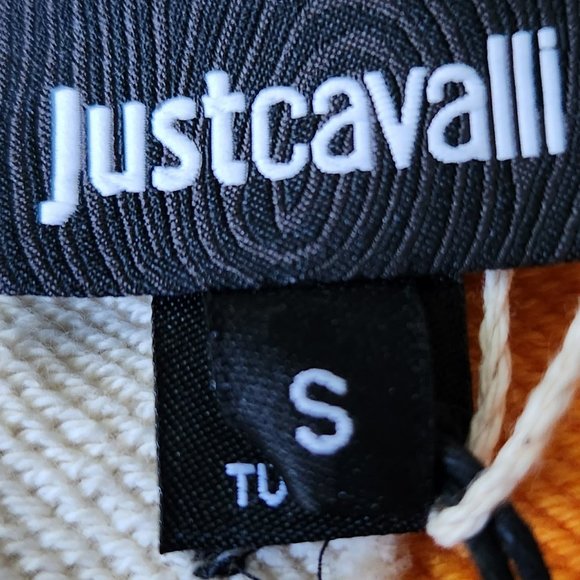 NWT Just Cavalli orange/cream cotton tattoo print Sweatshirt Sz S - Picture 10 of 13